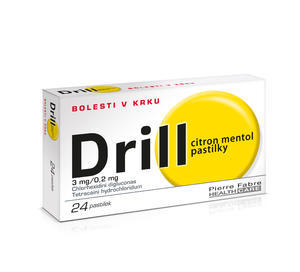 DRILL 3mg/0,2mg CITRON MENTOL 24 pastilek (žlutý)